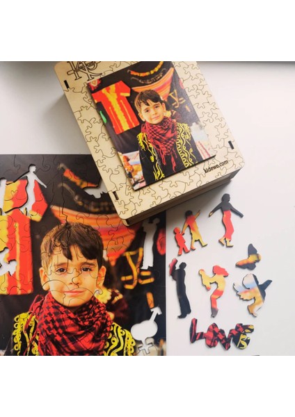 Kidewo Kişiye Özel Fotoğraflı Ahşap Puzzle - Sevgiliye Hediye Yapboz- Özel Kalp Temalı -