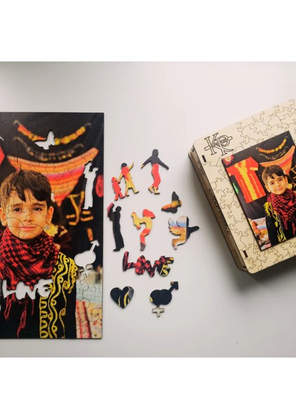 Kidewo Kişiye Özel Fotoğraflı Ahşap Puzzle - Sevgiliye Hediye Yapboz- Özel Kalp Temalı -