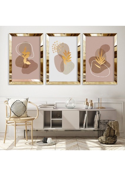 Soyut Desen Şekiller Gümüş Pleksi Kenar Mdf Tablo