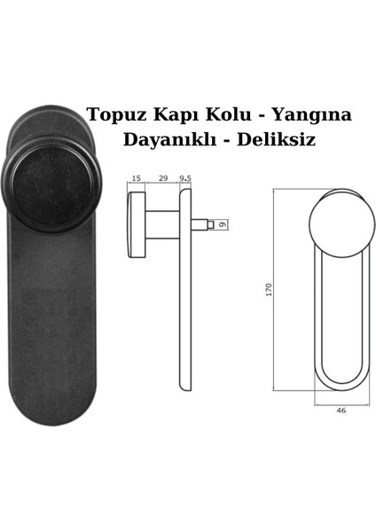 Topuz Kapı Kolu - Yangına Dayanıklı - Deliksiz