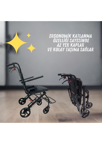 Tekerlekli Sandalye Katlanır Ergonomik Yeni Nesil  Yüksek Kalite Hasta Transfer Sandalyesi