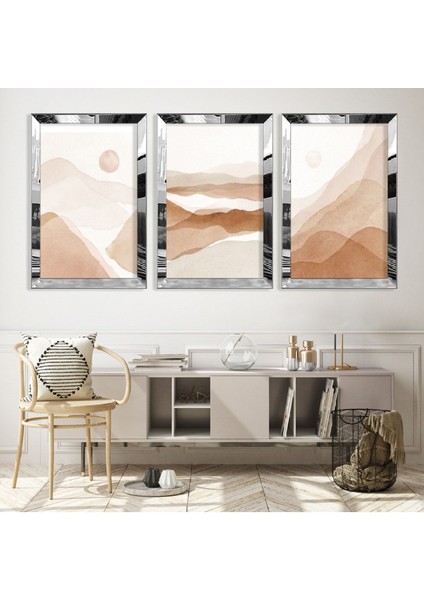 Kolaj Çizim Dağ Gold Pleksi Kenar Mdf Tablo