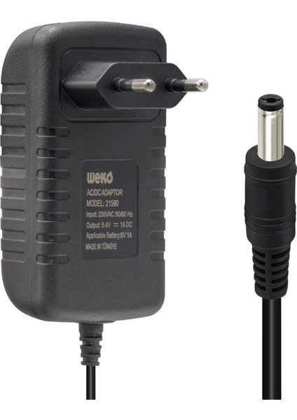 8.4 Volt - 1 Amper - 8.4 Watt 5.5*2.5 Uçlu Lityum Pil Ledli Yerli Üretim Şarj Adaptörü (OUT:6V-1A) (4835)
