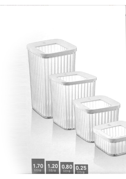 Kare Çizgili Saklama Kabı 4 Lü Set - 114