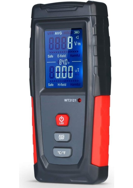 Emf Metre USB Şarj Edilebilir, Ev Aletleri Için Elektromanyetik Alan ve Sıcaklık Hassasiyeti Için Radyasyon Dedektörü (Yurt Dışından)