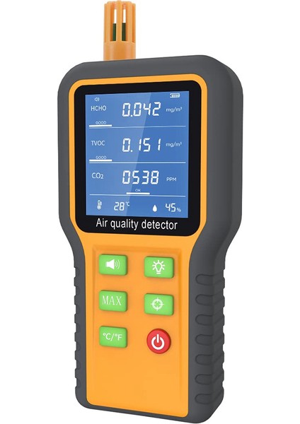 Hava Kalitesi Monitörü Co2 Monitörü Formaldehit Dedektörü Tvoc/sıcaklık/nem Iç Mekan, Buzzer Uyarısı, Arkadan Aydınlatmalı Ekran (Yurt Dışından)