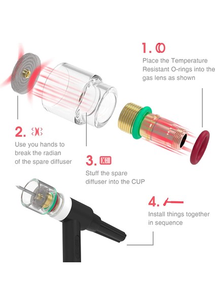 71 Adet Tıg Torch Inatçı Gaz Lensi 12 Cam Seti Wp-17/18/26 Tıg Kaynak Aksesuar Kiti (Yurt Dışından)