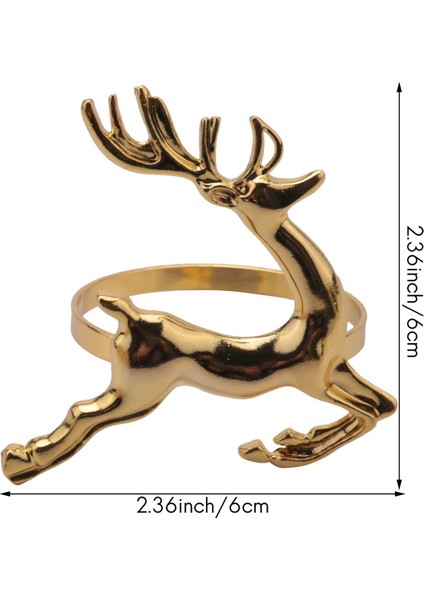 60 Adet Noel Elk Geyik Peçete Halkaları Altın Alaşımlı Peçete Toka Peçete Halkası Tutucu Restoran Düğün Parti Dekorasyon (Yurt Dışından)