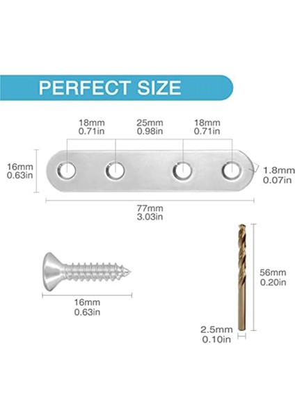 14 Adet 2.99X0.63 Inç Düz Destek, Paslanmaz Çelik Düz Braket, Ahşap Masa Sandalye Dolap Çekmece Dolap Için Metal Destek (Yurt Dışından) fiyatları