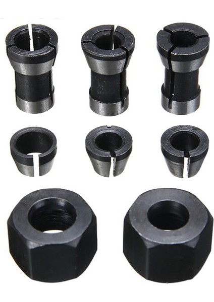 8 Adet Yüksek Hassasiyetli Adaptör Pens Seti 6MM/6.35MM/8MM Collet Chuck Gravür Kırpma Makinesi Yönlendirici Freze Kesici Aracı (Yurt Dışından)