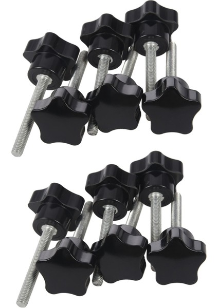 12 Adet M6 x 50 mm Kilitli Yıldız Şekilli Plastik Başlıklı Erkek Konu Topuz Tutacağı (Yurt Dışından)