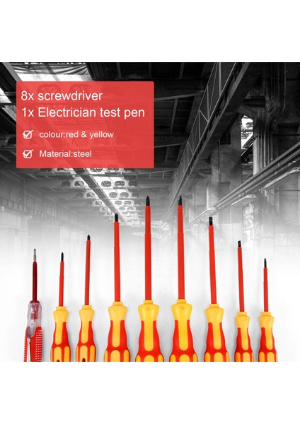 9 Parça 1000V Yalıtımlı Elektrikçi Tornavida Seti, Manyetik Uçlu ve 1 Test Kalemi Elektrikli Tornavida Seti (Yurt Dışından)