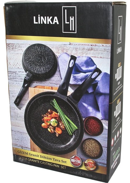 Gizem 3pcs Kutulu Granit Döküm Tava Set (4835)