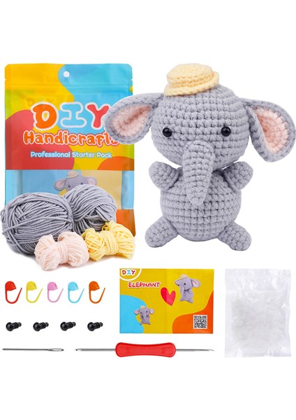 Örgü Ipliği Iğneleri ile Dıy Fil Tığ Seti Peluş Bebek Kolay (Yurt Dışından)