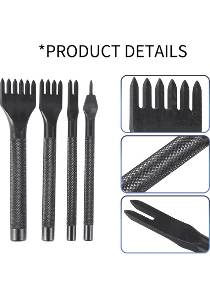 Dıy Elmas Bağlama Dikiş Keski Seti Deri El Sanatları Kitleri, Deri El Sanatları Diş Delme Aracı 4mm 1/2/4/6 Prong (Yurt Dışından)