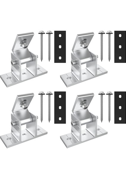 4 Paket Güneş Paneli Tutucuları, Çatı Kancaları, 10-60° Ekli Güneş Modülü, Güneş Paneli Için Ayarlanabilir Pv Modülü Tutucu (Yurt Dışından)