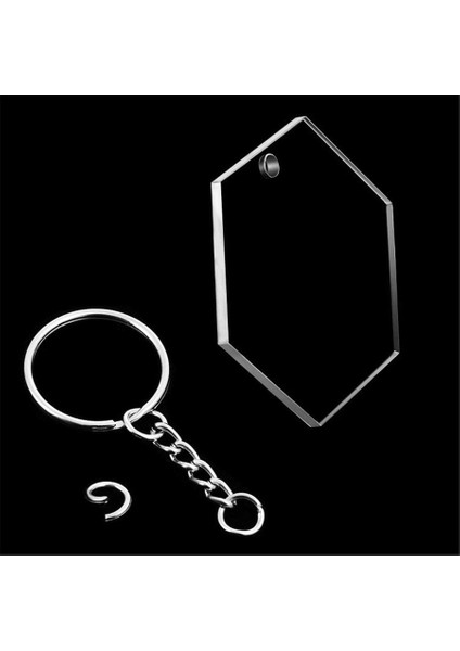 Şeffaf Altıgen Şeffaf Set Diskler Anahtar Zincirleri Şeffaf Akrilik Anahtarlık Kolye Anahtarlık Dıy Projeleri ve El Sanatları Için (Yurt Dışından) fiyatları