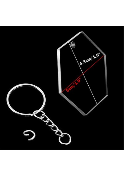 Şeffaf Altıgen Şeffaf Set Diskler Anahtar Zincirleri Şeffaf Akrilik Anahtarlık Kolye Anahtarlık Dıy Projeleri ve El Sanatları Için (Yurt Dışından) modelleri