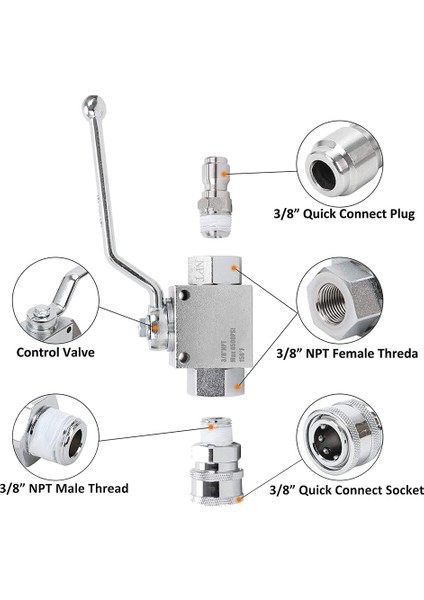 Basınçlı Yıkama Hortumu Pompası Için 3/8 Inç Hızlı Fiş Konnektörlü 4500PSI Küresel Vana Kiti Anahtarı (Yurt Dışından) modelleri