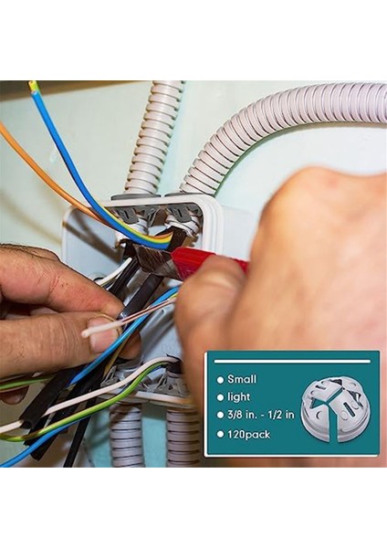 3/8-1/2ın, Push-Fit Toplu Konektör Nm Kablo Konektörü Elektrik Boru Bağlantısı 1/2ın Nakavt Deliğine Uygun, 120 Adet, Gri (Yurt Dışından)