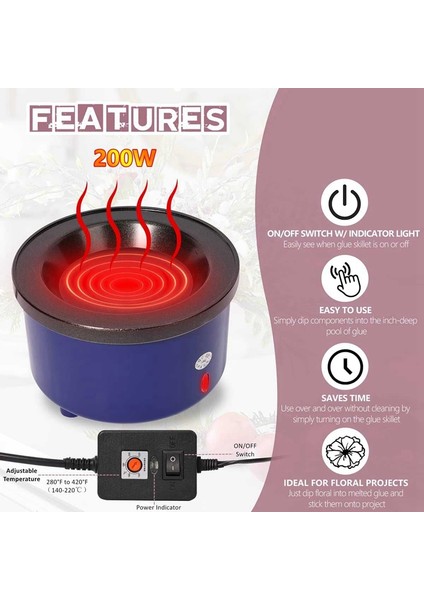 Crafting Için Tutkal Tava, Tutkal Çubukları Peletler Için Elektrikli Sıcak Eriyik Ayarlanabilir Sıcaklık Kontrolü Tutkal Potu Abd Plug (Yurt Dışından)