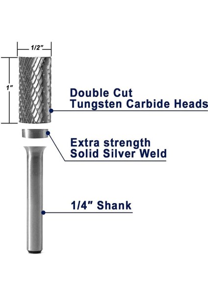 Adet Sa-5 Tungsten Karbür Çapak Silindir Şekli Çift Kesim Döner Çapak Dosyası 1/4 Shank ile Döner Aracı Kalıp Öğütücü Için (Yurt Dışından)