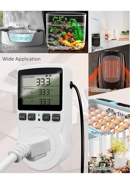 Dijital Sıcaklık Kontrol Çıkışı, 120 V Elektrikli Termostat Çıkış Fişi 110 V Sürüngen Teraryum Sera Abd Plug (Yurt Dışından) fırsatları