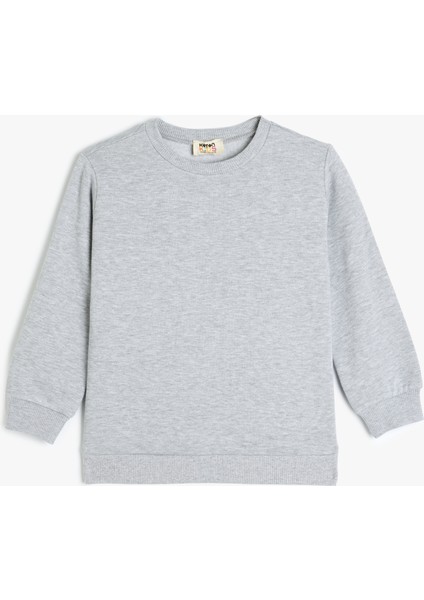 Pamuklu Bisiklet Yaka Uzun Kollu Basic Sweatshirt