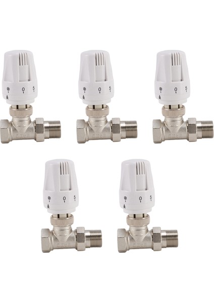 5x 3/4 Inç Pirinç Termostatik Radyatör Vanası Düz Tip DN20 Otomatik Sıcaklık Kontrol Vanası Yerden Isıtma (Yurt Dışından)