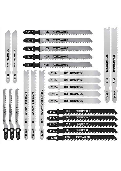 25 Parça T Saplı Dekupaj Testere Bıçağı Seti, Ahşap, Plastik ve Metal Kesim Için T Saplı Bıçaklar (Yurt Dışından)