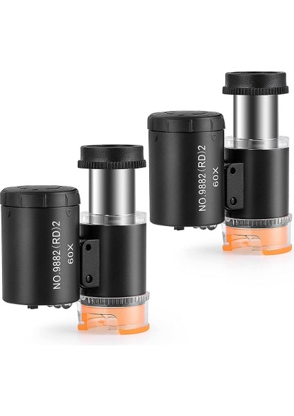 2 Parça 60X Mini Cep Mikroskop 3 Işık Ile, Kuyumcular Göz Büyüteç El Sanatları Takı Için Taşınabilir Büyüteç (Yurt Dışından)