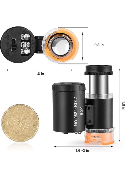2 Parça 60X Mini Cep Mikroskop 3 Işık Ile, Kuyumcular Göz Büyüteç El Sanatları Takı Için Taşınabilir Büyüteç (Yurt Dışından) fırsatları