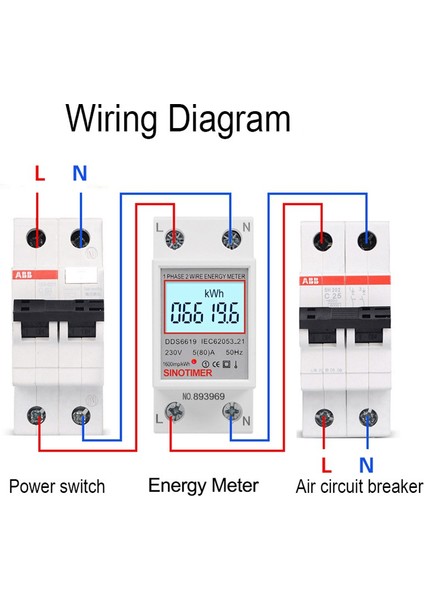 Sınotımer DDS6619-006 Arka Işık Ekran Tek Fazlı Dın Ray Tipi Watt-Saat Ölçer 2p Elektronik Watt-Saat Ölçer 5(80)A 230V (Yurt Dışından) modelleri