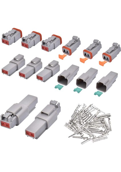 Elektrik Kablosu Konnektör Fişi 8 Takım 2 Pin 16-20AWG Su Geçirmez Mühürlü Otomatik Gri Erkek ve Dişi Terminal Konnektörleri (Yurt Dışından)