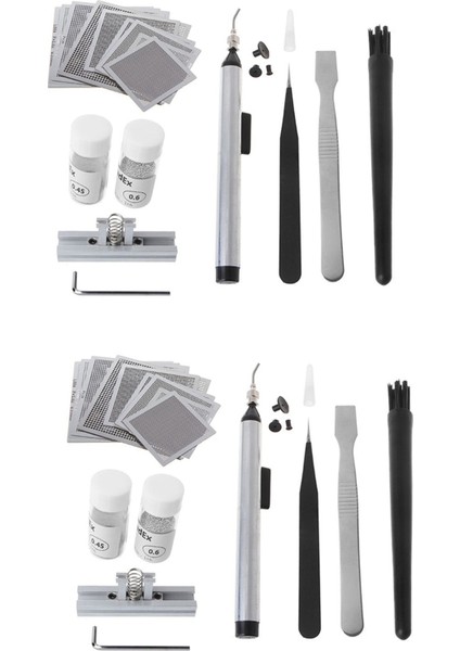 2x Bga Reballing Doğrudan Isı Şablonları Lehim Pastası Teneke Topları Istasyonu Çelik Hasır Bga Reball Kiti Smt Rework Onarım Için (Yurt Dışından)