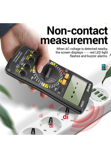 Aneng SZ08 Dijital Multimetre Ultra-Ince Depolama Profesyonel Multimetro Otomatik Voltmetre Ac Dc Direnç Tutma Test Cihazları (Siyah) (Yurt Dışından)