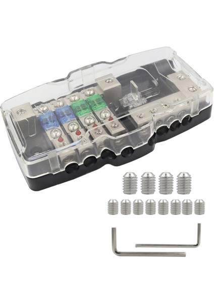 Güç Dağıtım Bloğu, Sigortalı Güç Dağıtım Bloğu Araç Ses 4 Yollu Mıdı Sigorta Bloğu Otomatik Utv Tekne Stereo Amp (Yurt Dışından)