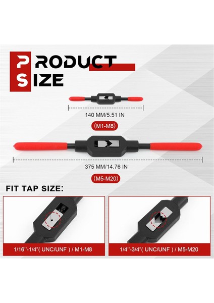 Ayarlanabilir Musluk Anahtarı Kolu Musluk Kolu Aracı Musluk Raybası Için Cırcırlı Musluk Kolu Kılavuz Çekme Aracı (1/4IN-3/4IN,1/16IN-1/4IN) (Yurt Dışından)
