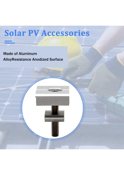 10'lu Güneş Paneli Braketi Paketi Merkezi Klips 30 mm T Şekilli Pv Modülü Braket Klipsi, Rv Çatılar Için Yüksekliği Ayarlanabilir (Yurt Dışından)