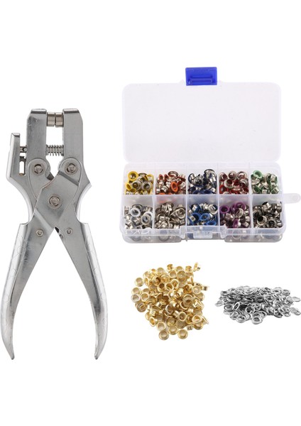 400 Adet 3/16 Inç Metal Grommets Kiti, 1 Adet Kuşgözü Delik Delme Pensesi, Metal Halkalar Kitleri Ayakkabı Halkaları Grommet Setleri (Yurt Dışından)