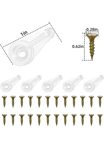50 Çift Cam Tutucu Klips Seti Dolap Cam Klipsleri 4mm Plastik Kapı Klipsleri Cam Kapı Kolu ve Tokmağı Kapılarını Sabitlemek Için Vidalarla (Yurt Dışından)