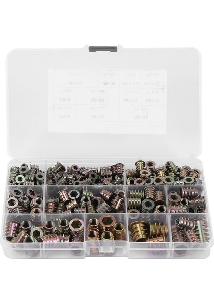 230 Adet Vida Somunu Paketi M4/M5/M6/M8/M10 Çinko Alaşımlı Altıgen Somun Somun, Dişli Insert, Ahşap Mobilya Için Ahşap Vida Somunu (Yurt Dışından)