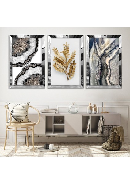 Kolaj Çizim Gold Pleksi Kenar Mdf Tablo
