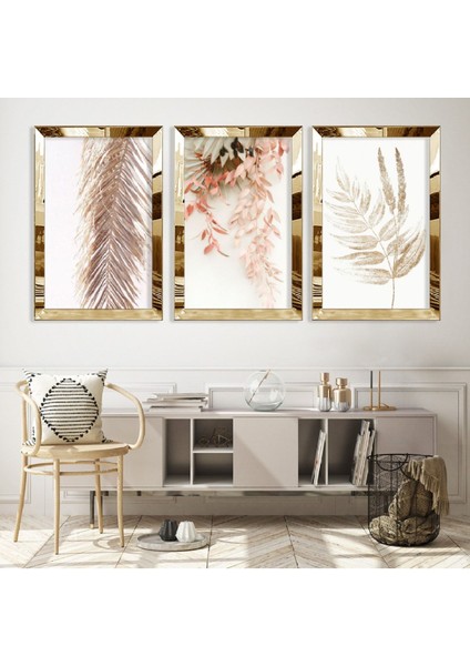 Çiçek Gold Pleksi Kenar Mdf Tablo