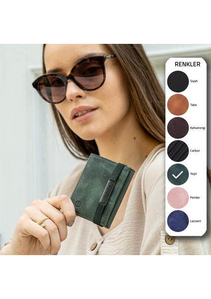 Marseille Yeşil Fermuarlı Aynalı Lastikli Unisex Erkek Kadın Cüzdan Hediye Rfid Korumalı modelleri