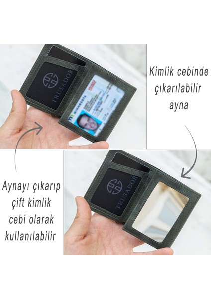 Marseille Yeşil Fermuarlı Aynalı Lastikli Unisex Erkek Kadın Cüzdan Hediye Rfid Korumalı