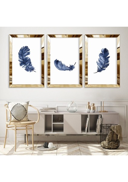 Mavi Tüy Gold Pleksi Kenar Mdf Tablo
