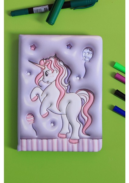 Puffy Pofuduk Unicorn Not Defteri 3D Kabartmalı 12*18 96YP