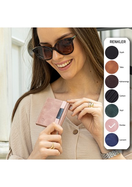 Marseille Pembe Fermuarlı Aynalı Lastikli Unisex Erkek Kadın Cüzdan Hediye Rfid Korumalı fırsatları