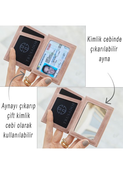 Marseille Pembe Fermuarlı Aynalı Lastikli Unisex Erkek Kadın Cüzdan Hediye Rfid Korumalı